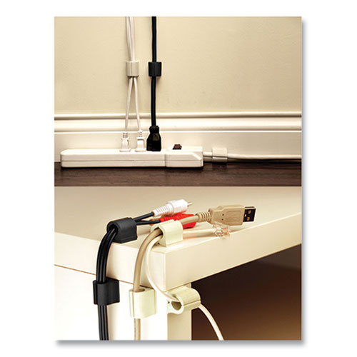 Image of UT Wire® UTW-D18-BK D-Wings Nail-Free Cord Clips, 12 Small 0.38", Six Large 0.5", Black, 18/pack