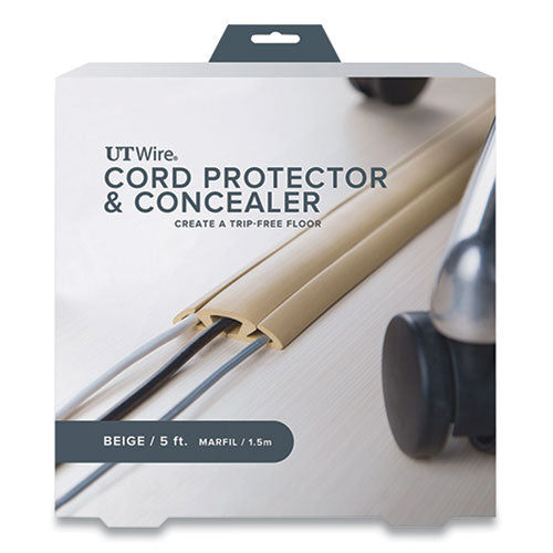 Image of UT Wire® UTW-CP501-BG Cord Protector and Concealer, 2.6" x 5 ft, Beige