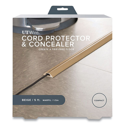Image of UT Wire® UTW-CPM5-BG Compact Cord Protector And Concealer, 1.6" X 5 Ft, Beige