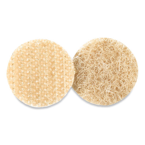 Image of VELCRO® Brand 90140 Sticky-Back Fasteners With Dispenser Box, Removable Adhesive, 0.75" Dia, Beige, 200/roll
