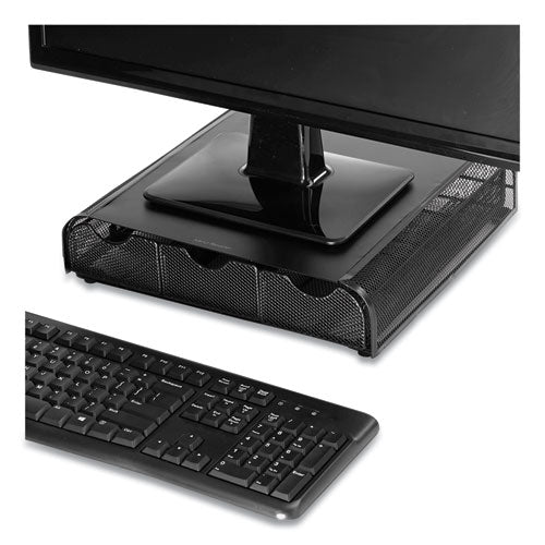 Image of Mind Reader Perch Monitor Stand and Desk Organizer, 13" x 12.5" x 3", Black