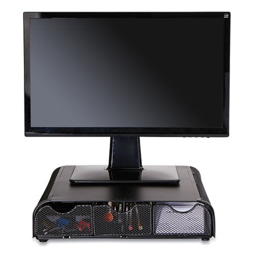 Image of Mind Reader Perch Monitor Stand and Desk Organizer, 13" x 12.5" x 3", Black