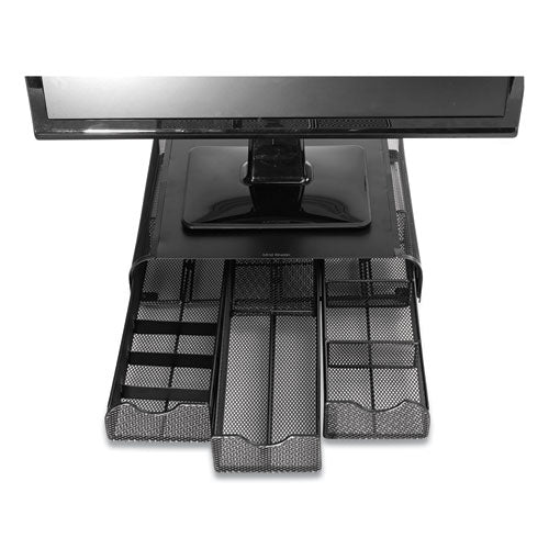 Image of Mind Reader Perch Monitor Stand and Desk Organizer, 13" x 12.5" x 3", Black