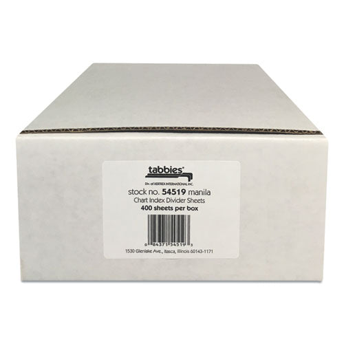 Image of Tabbies® TAB54519 Medical Chart Index Divider Sheets, Untabbed, 11 x 8.5, Manila, 400/Box