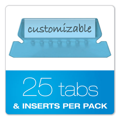 Image of Pendaflex® 42 BLU Transparent Colored Tabs For Hanging File Folders, 1/5-Cut, Blue, 2" Wide, 25/Pack