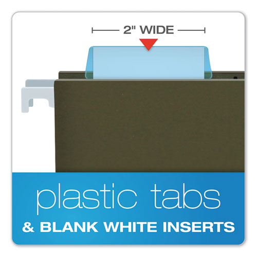 Image of Pendaflex® 42 BLU Transparent Colored Tabs For Hanging File Folders, 1/5-Cut, Blue, 2" Wide, 25/Pack