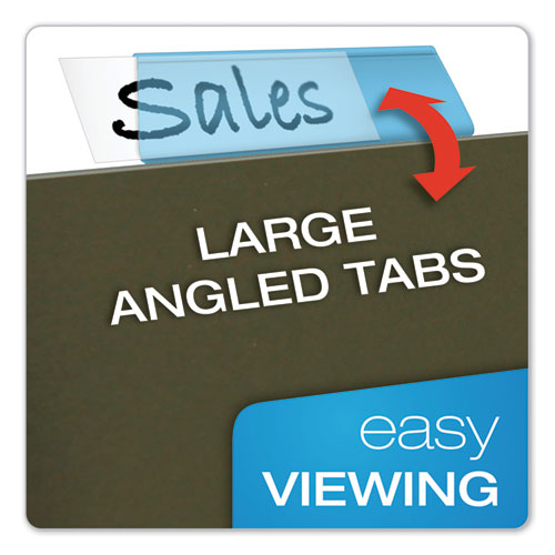 Image of Pendaflex® 42 BLU Transparent Colored Tabs For Hanging File Folders, 1/5-Cut, Blue, 2" Wide, 25/Pack