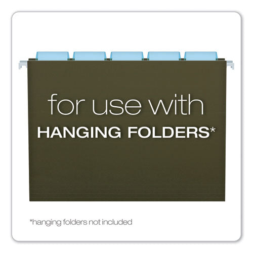 Image of Pendaflex® 42 BLU Transparent Colored Tabs For Hanging File Folders, 1/5-Cut, Blue, 2" Wide, 25/Pack