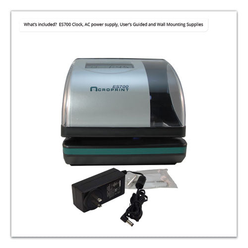 Image of Acroprint® 010182000 Es700 Atomic Electronic Time Recorder And Document Stamp, Digital Display, Black/silver