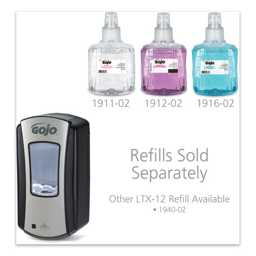 Image of GOJO® 1919-04 Ltx-12 Touch-Free Dispenser, 1,200 Ml, 5.75 X 3.33 X 10.5, Brushed Chrome/black