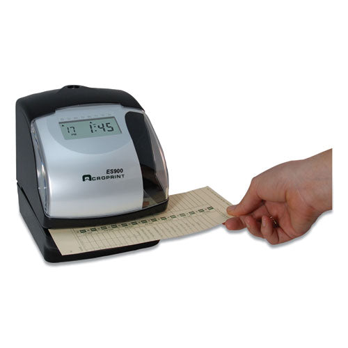 Image of Acroprint® ES900 Es900 Atomic Electronic Payroll Recorder, Time Stamp And Numbering Machine, Digital Display, Black