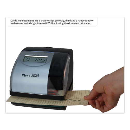 Image of Acroprint® 010182000 Es700 Atomic Electronic Time Recorder And Document Stamp, Digital Display, Black/silver