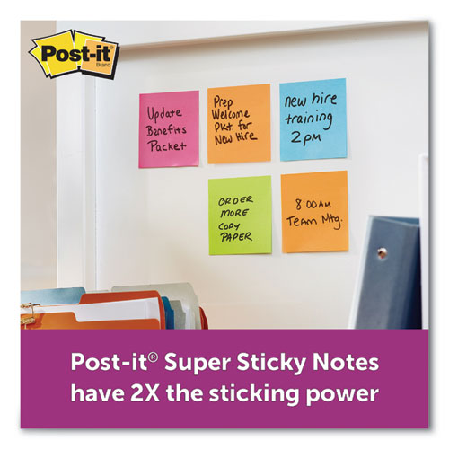 Image of Post-it® Notes Super Sticky 654-5SSUC Pads in Energy Boost Collection Colors, 3" x 3", 90 Sheets/Pad, 5 Pads/Pack