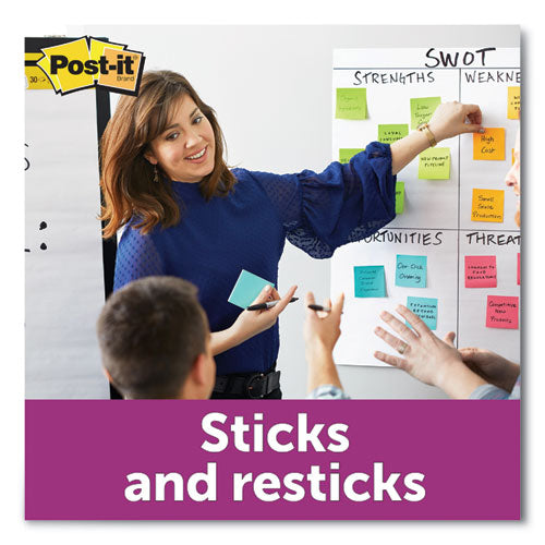 Image of Post-it® Notes Super Sticky 654-5SSUC Pads in Energy Boost Collection Colors, 3" x 3", 90 Sheets/Pad, 5 Pads/Pack