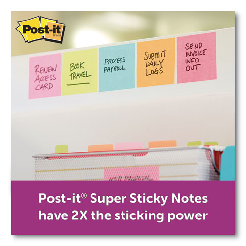 Image of Post-it® Notes Super Sticky 654-5SSMIA Pads in Supernova Neon Collection Colors, 3" x 3", 90 Sheets/Pad, 5 Pads/Pack
