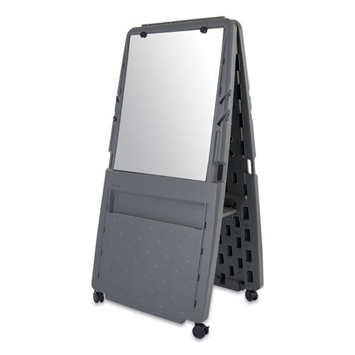 Image of Iceberg 30237 Ingenuity Presentation Flipchart Easel with Dry Erase Surface, 33" x 28", White Surface, Charcoal Gray Polyethylene Frame