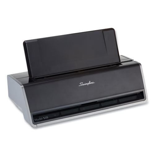 Image of Swingline® A7074535B 28-Sheet Commercial Electric Three-Hole Punch, 9/32" Holes, Black/silver