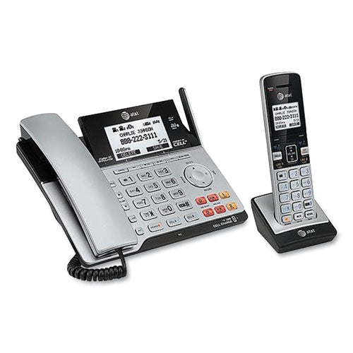 Image of AT&T® TL86103 Connect To Cell Tl86103 Two-Line Corded/cordless Phone, Corded Base Station And 1 Additional Handset, Black/silver