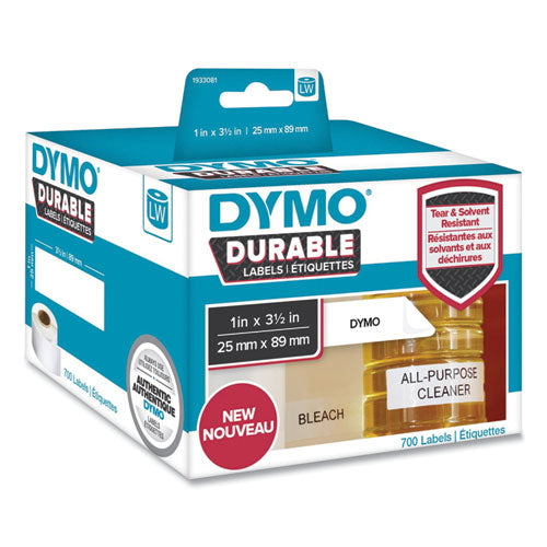 Image of DYMO® 1933081 LW Durable Multi-Purpose Labels, 1" x 3.5", White, 700 Labels/Roll
