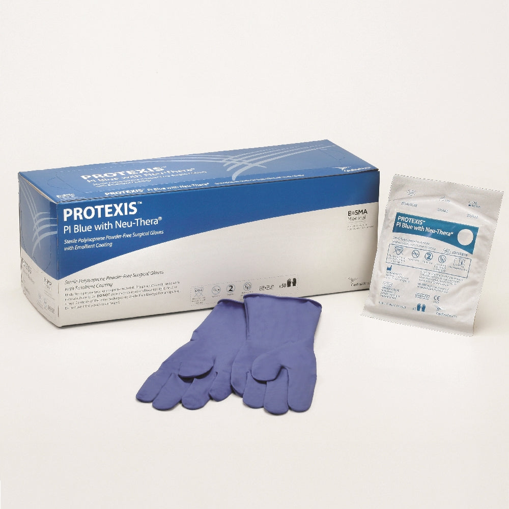 Image of Protexis™ PI Blue with Neu-Thera Surgical Powder-Free Gloves, 50 Pairs/Box Size 7.0