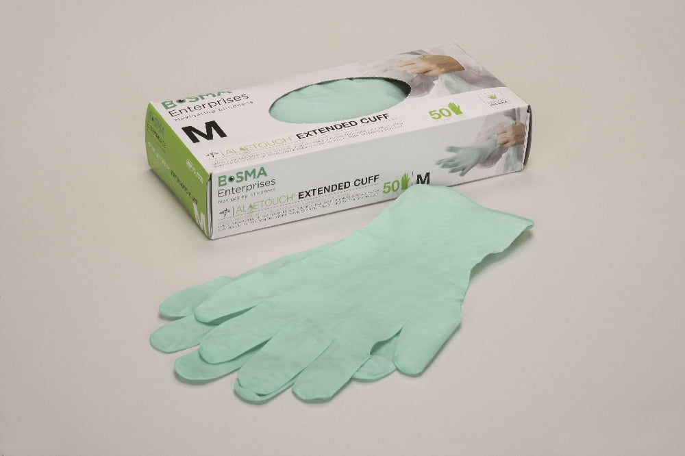 Image of Aloetouch® Extended Cuff Nitrile Powder-Free Examination Gloves, Medium - 50 Gloves/Dispenser Box