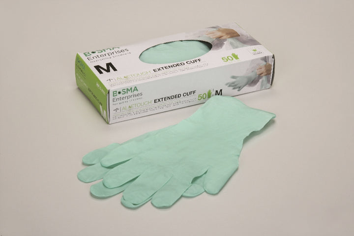 Image of Aloetouch® Extended Cuff Nitrile Powder-Free Examination Gloves, Medium - 50 Gloves/Dispenser Box