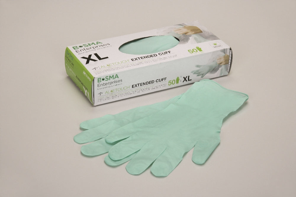 Image of Aloetouch® Extended Cuff Nitrile Powder-Free Examination Gloves, X-Large - 50 Gloves/Dispenser Box