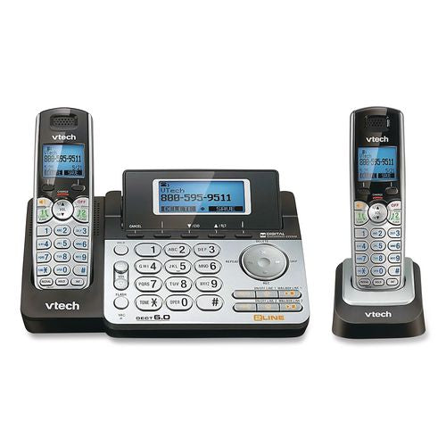 Image of Vtech® 80-0883-00 DS6151-2 Two-Handset Two-Line Cordless Phone with Answering System, Black/Silver