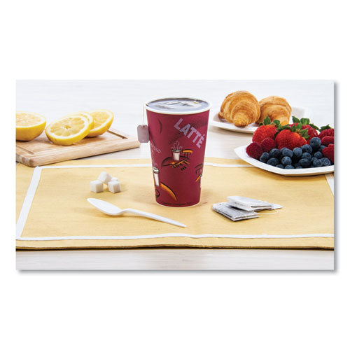 Image of SOLOÂ® Paper Hot Drink Cups in Bistro Design, 16 oz, Maroon, 1,000/Carton