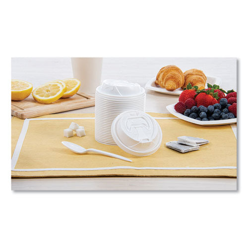 Image of Dart® 16RCL Optima Reclosable Lid, Fits 12 oz to 24 oz Hot Cups, Plastic, White, 100/Pack