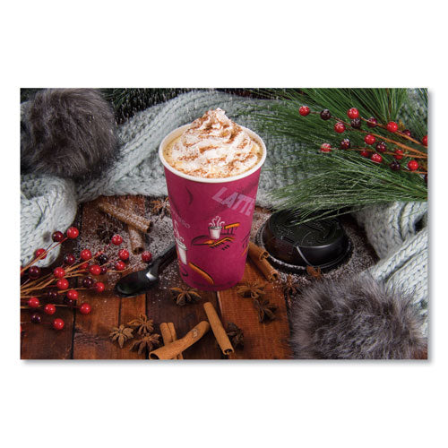 Image of SOLOÂ® Paper Hot Drink Cups in Bistro Design, 16 oz, Maroon, 1,000/Carton