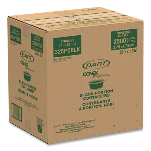 Image of Dart® 325PCBLK Conex Complements Portion/Medicine Cups, 3.25 oz, Plastic, Black, 125/Bag, 20 Bags/Carton