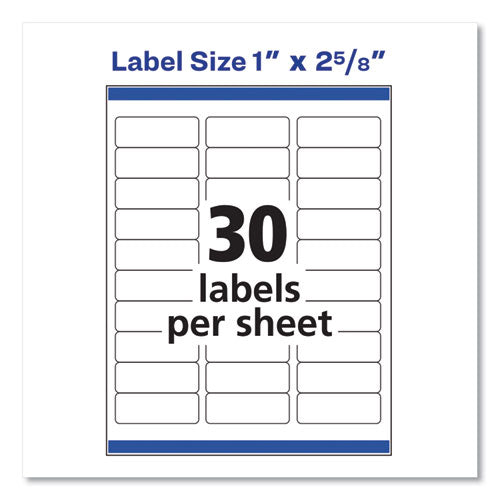 Image of Avery® 08160 Easy Peel White Address Labels W/ Sure Feed Technology, Inkjet Printers, 1 X 2.63, White, 30/sheet, 25 Sheets/pack