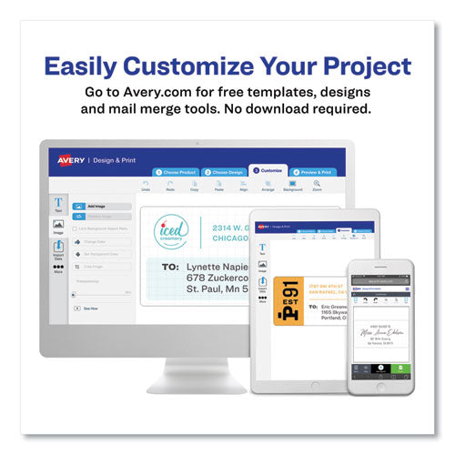 Image of Avery® 05267 Easy Peel White Address Labels W/ Sure Feed Technology, Laser Printers, 0.5 X 1.75, White, 80/sheet, 25 Sheets/pack