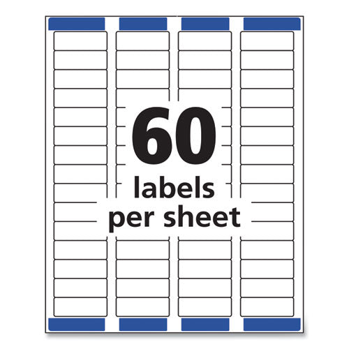 Image of Avery® 08195 Easy Peel White Address Labels W/ Sure Feed Technology, Inkjet Printers, 0.66 X 1.75, White, 60/sheet, 25 Sheets/pack
