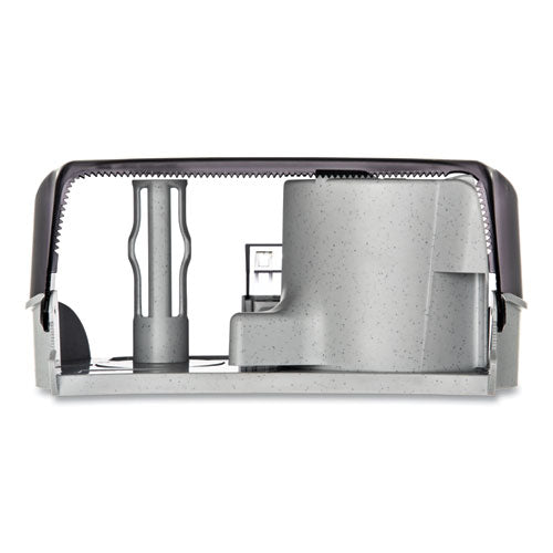Image of San Jamar® R3600TBK Versatwin Standard Bath Tissue Dispenser, Classic, 8 x 5.75 x 12.75, Transparent Black Pearl