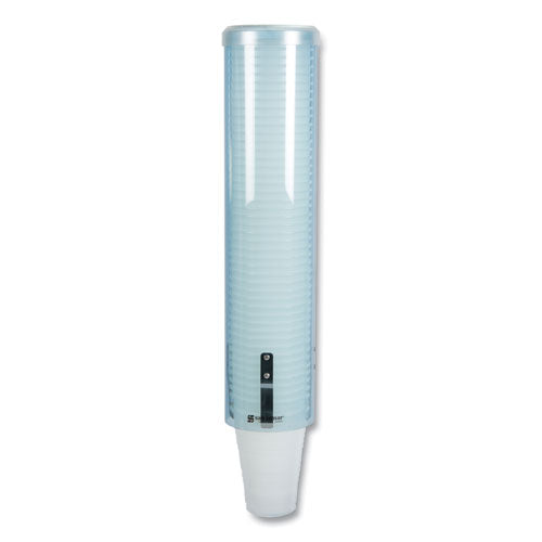 Image of San Jamar® C3260TBL Large Pull-Type Water Cup Dispenser, For 12 Oz Cups, Translucent Blue