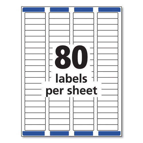Image of Avery® 05267 Easy Peel White Address Labels W/ Sure Feed Technology, Laser Printers, 0.5 X 1.75, White, 80/sheet, 25 Sheets/pack
