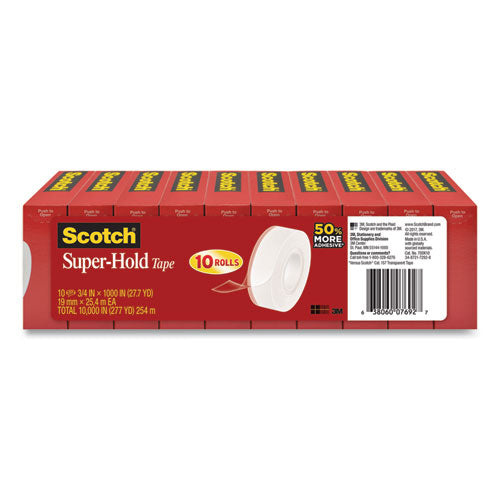 Image of Scotch® 700K10 Super-Hold Tape Refill, 1" Core, 0.75" X 27.77 Yds, Crystal Clear, 10 Rolls/pack