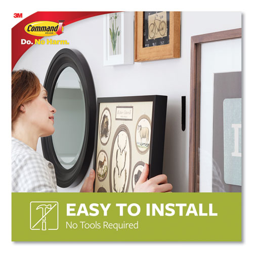 Image of Command 17206BLK-12ES Bath Picture Hanging Strip Pairs, Holds Up to 4 lb, Large: 0.75" x 3.65", Black, 12/Pack