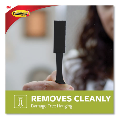 Image of Command 17206BLK-12ES Bath Picture Hanging Strip Pairs, Holds Up to 4 lb, Large: 0.75" x 3.65", Black, 12/Pack