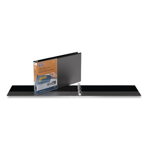 Image of Stride 95011L Quickfit Landscape Spreadsheet Round Ring View Binder, 3 Rings, 1" Capacity, 14 X 8.5, Black