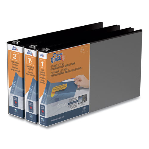 Image of Stride 95011L Quickfit Landscape Spreadsheet Round Ring View Binder, 3 Rings, 1" Capacity, 14 X 8.5, Black