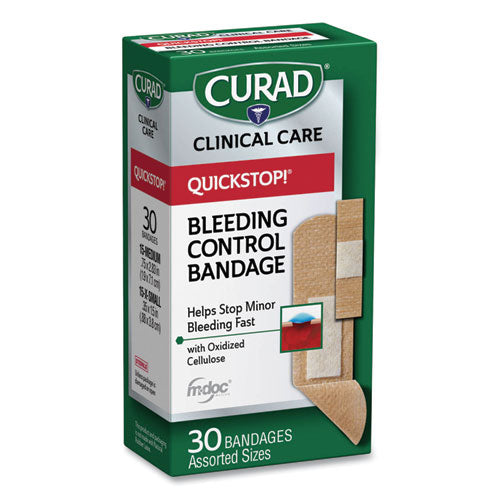 Image of Curad® CUR5245 Quickstop Flex Fabric Bandages, Assorted, 30/box