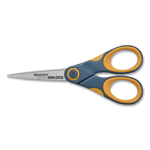 Image of WestcottÂ® Non-Stick Titanium Bonded Scissors, 5" Long, Straight Gray/Orange Handle