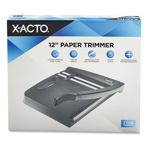Image of X-ACTO® 26232 10-Sheet Guillotine Trimmer, 10 Sheets, 12" Cut Length, Plastic Base, 13 X 13