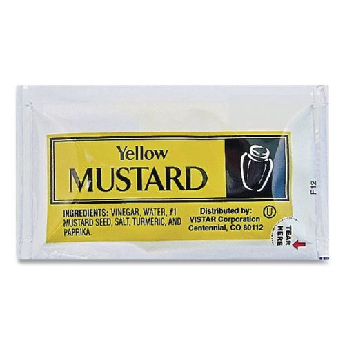 Image of Vistar PPIVENL065 Condiment Packets, Mustard, 0.16 Oz Packet, 200/carton