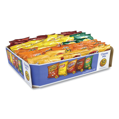 Image of Frito-Lay 25413 Potato Chips Bags Variety Pack, Assorted Flavors, 1 oz Bag, 50 Bags/Carton