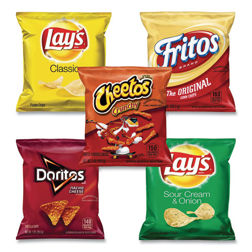 Image of Frito-Lay 25413 Potato Chips Bags Variety Pack, Assorted Flavors, 1 oz Bag, 50 Bags/Carton