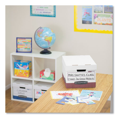 Image of Bankers Box® 07242 R-Kive Heavy-Duty Storage Boxes, Letter/legal Files, 12.75" X 16.5" X 10.38", White/red, 12/carton